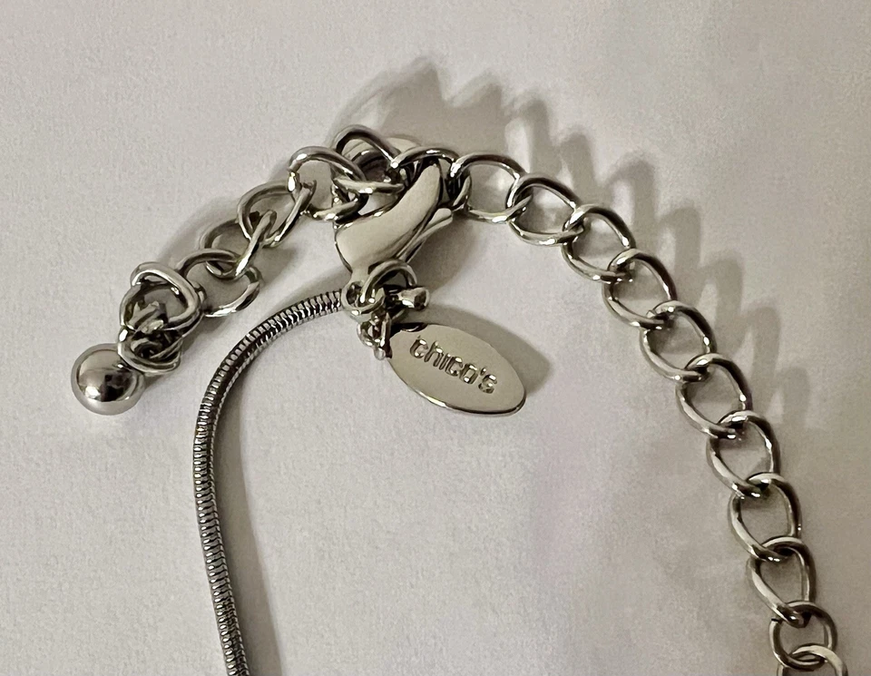 COLLAR COLGANTE Y CADENA CHICO'S CRISTAL PLATEADO MODA Foto 4 de 4