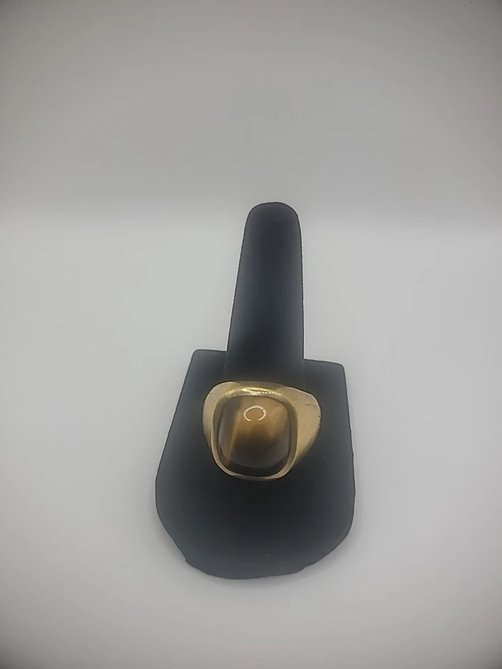 Vintage Sarah Coventry Ring 1/20 12K GF Size 9 Gold Tone Brown Stone Jewelry - Image 2 of 4