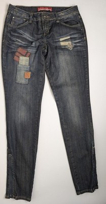 Zana Di Jeans Women s Patchwork Denim Jeans Size 11 Distressed Skinny Zip Hem