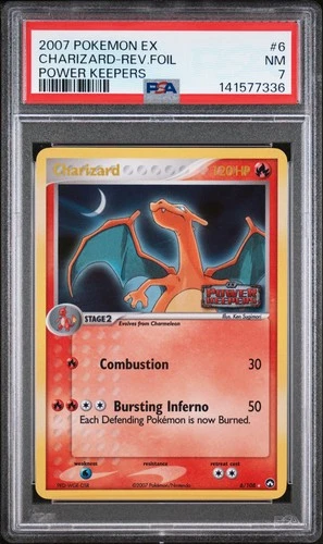 2007 POKEMON EX POWER KEEPERS #6 CHARIZARD-REVERSE FOIL PSA 7