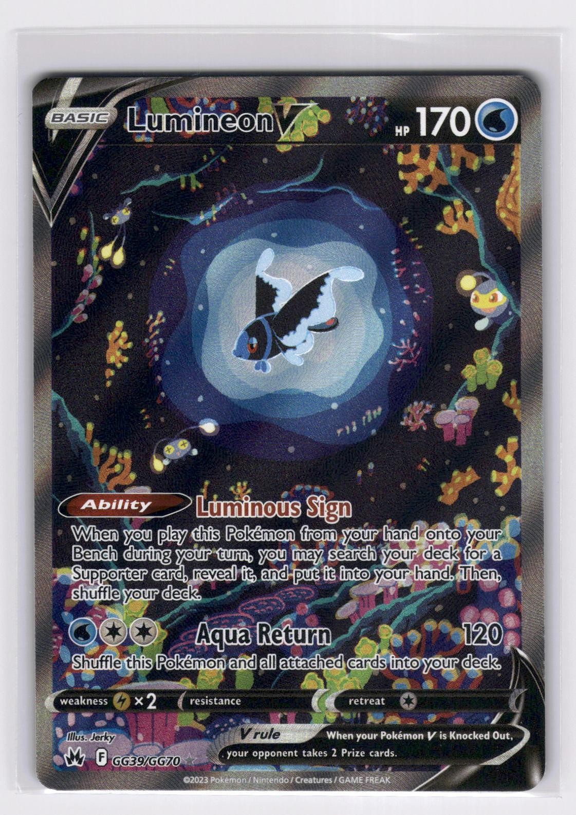 Lumineon V GG39/GG70 - Holo V Rare Crown Zenith Galarian Gallery Pokemon NM