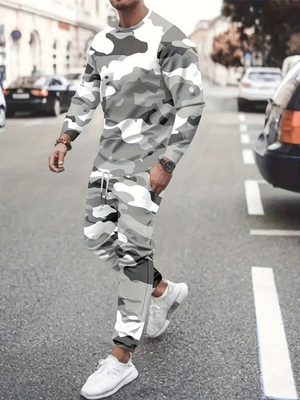 #ad Men#x27;s long sleeved pants using classic camouflage elements gray tones $26.99