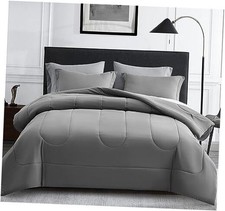 Size Comforter Set 7 Pieces Bed in a Bag - Down California King Grey
