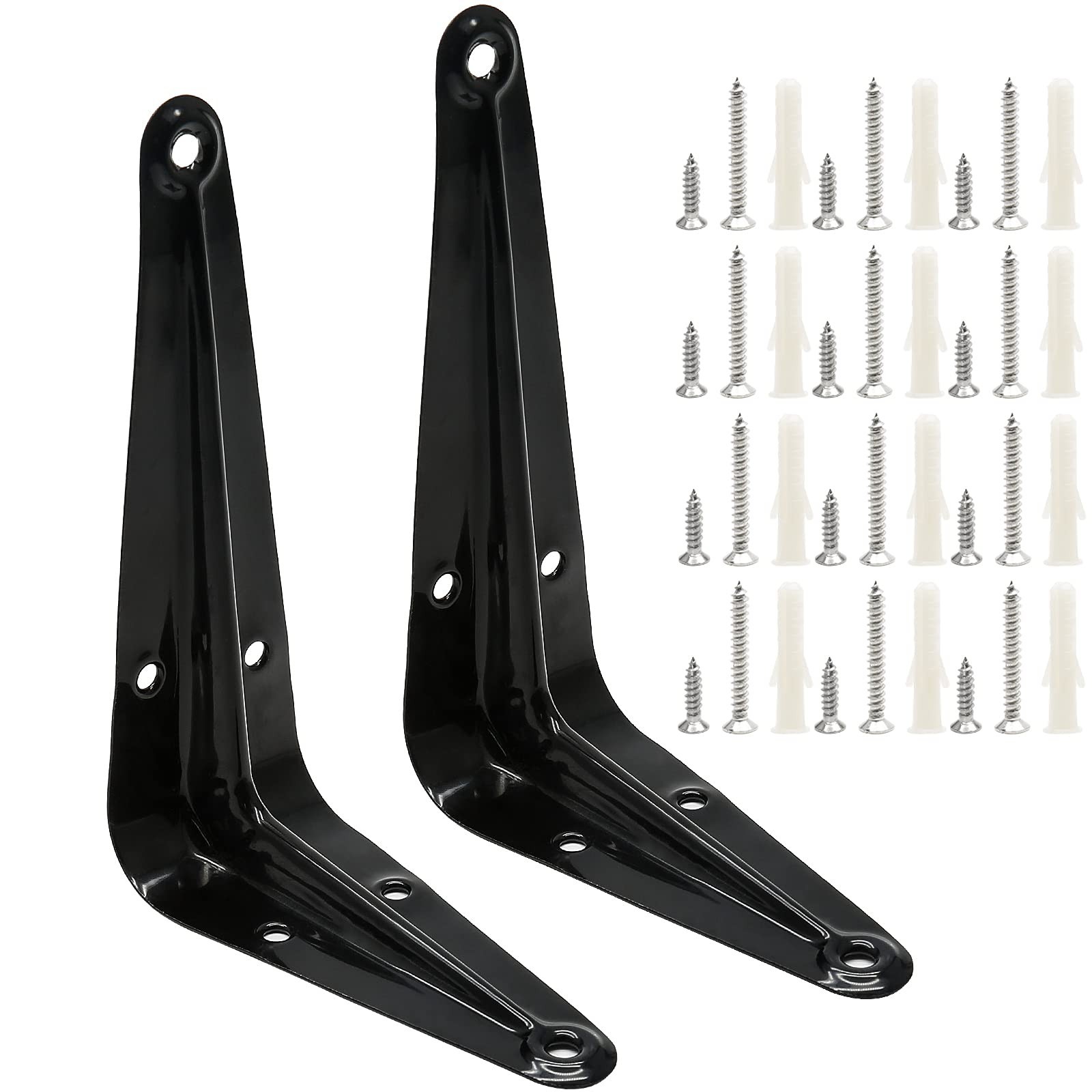 Uenhoy 10 Pack Black Shelf Brackets 4 x 3 inch Metal Floating Shelf Brackets ...