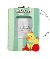 Baby Mini Picture Frame Christmas Ornament Rubber Duck NEW Adorable