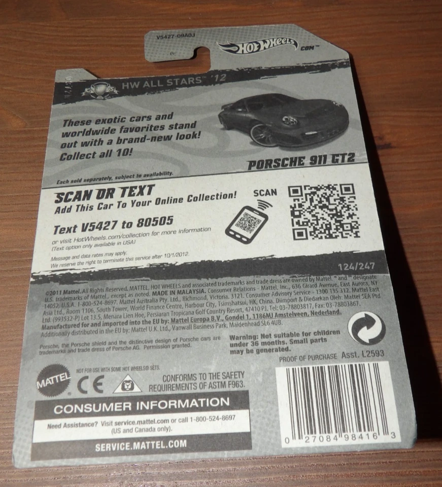 Hot Wheels HW All Stars 2012 - Porsche 911 GT2 - azul Foto 3 de 3