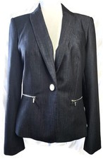 WOMENS CALVIN KLEIN INDIGO SHORT DRESSY BLAZER SIZE 4 PADDED SHOULDERS