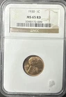 1930 Lincoln Wheat Cent, MS 65 RED, NGC