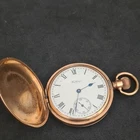 Antique gold plated gents full hunter Waltham Pocket Watch Working c1910 ref4446