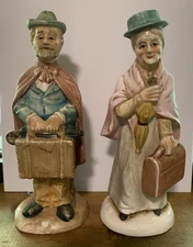 Norleans 7 1/2" tall  Old traveling  Couple Figurines JAPAN VINTAGE