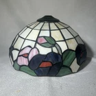 New ListingVintage Tiffany Style 12” Stained Glass Table Lamp Hummingbird Floral Shade READ