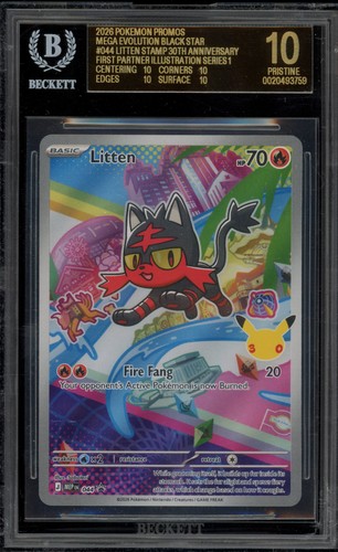 Pokemon Litten First Partner Black Star Promo 044 BGS 10 BLACK LABEL
