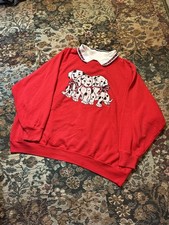 Vintage Gopher Sport Red Dalmatian Puppy Graphic Collared Sweatshirt