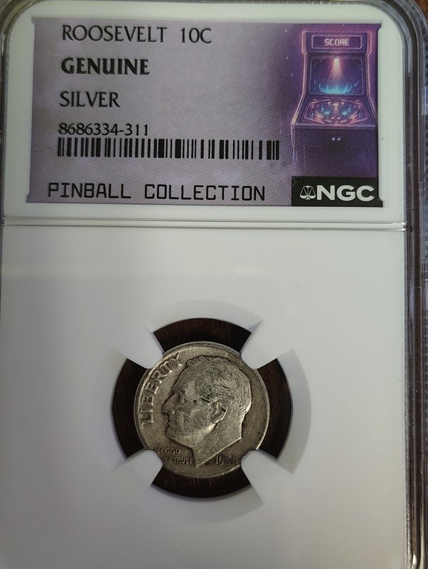 Roosevelt 1946 NGC Genuine Silver Dime Pinball Collection 10C