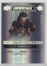 2021 Upper Deck Credentials Debut Ticket Access 874/999 Tier 1 Egor Sokolov z6b