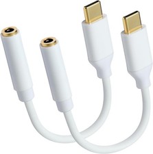 USB C to 3.5mm Female Headphone Jack Adapter, Type C Aux Audio White