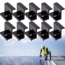 10Pcs PV Solar Panel Mount Accessories PV End Clamp Aluminum Alloy Black