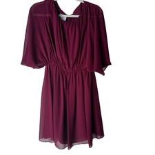 Suzi Chin Maggy Wine Red Chiffon Flutter Sleeve Vamp Dress 2 Whimsigoth
