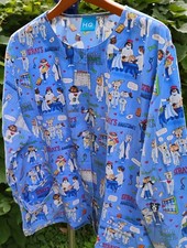 Scrub HQ Unisex Medical Scrub Jacket Blue 2X Grey's Anatomy Parody Pet 28w30l