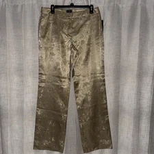 I.N.C International Concept Gold Floral Brocade Wide Leg Made In USA Size 10 NWT