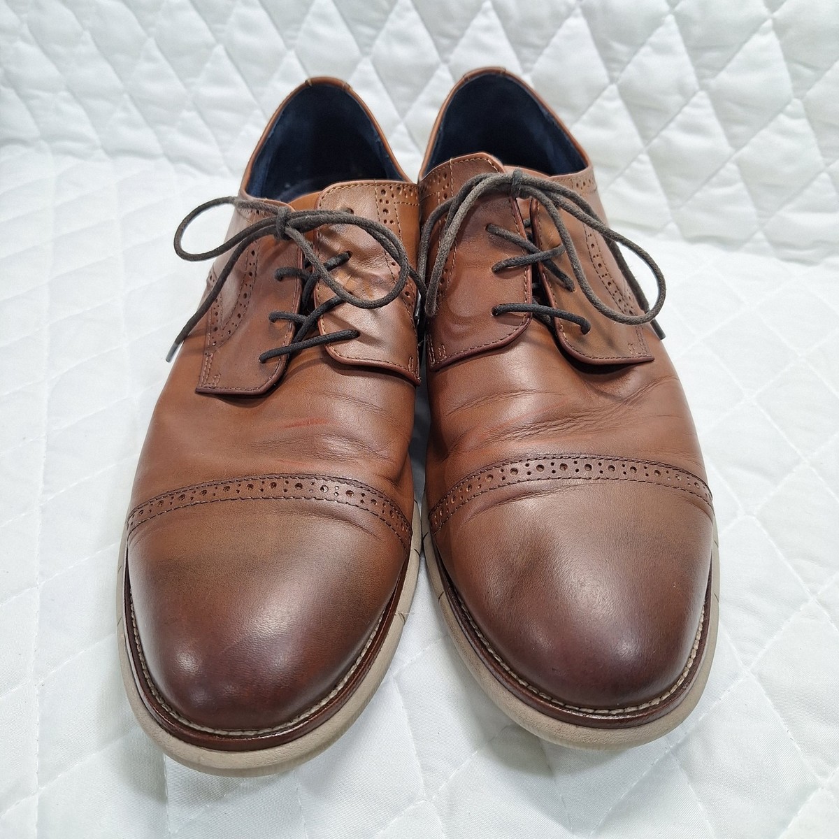 mens brown dress shoes johnston and murphy & 13 M Leather Cap Toe Memory Foam Casual Midi Casual Leather sole with leather/rubber Espresso Cutout Bodycon Mini Size:Size 58