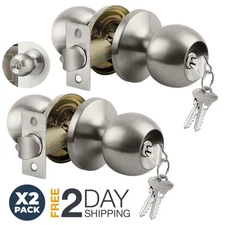 Juego De 2 Chapas Nickel Con Cerraduras y Llaves Para Puertas Interior En Oferta