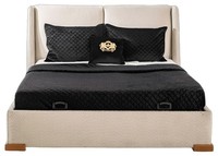 Edles Beiges Doppelbett Schlafzimmer Textilbett Holzgestell MöBel