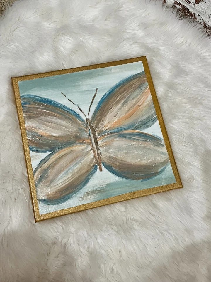 Hand Painted Butterfly Canvas Wall Art Picture Room Decor 12x12” - Image 2 of 4