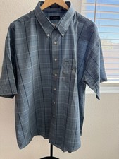 Van Heusen XXL Wrinkle Free Stain Resistant Blue Plaid Button-Down Shirt