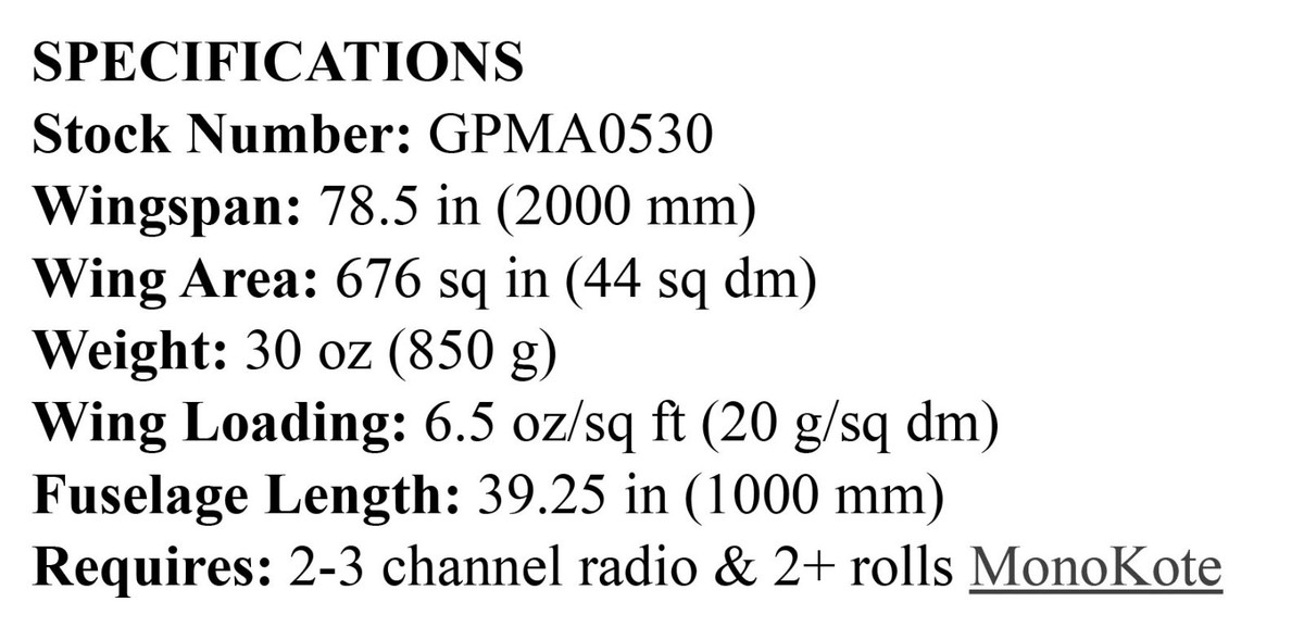 Great Planes Model Airplane Plans (RC): SPIRIT 2M (78