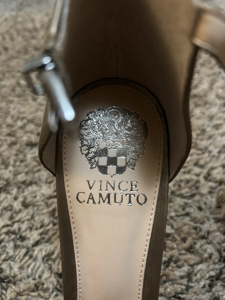 Vince Camuto Metallic Gold Pointed-Toe Heels – Ankle Strap Pumps – Women’s 10 - Image 2 of 2