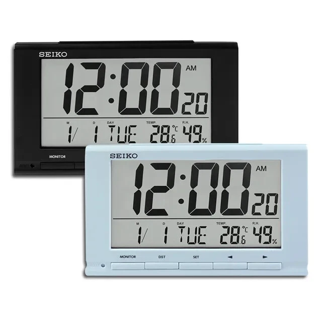 Seiko QHL090 Digital Alarm snooze beep LCD light Calendar Thermometer Hygrometer - Image 2 of 4