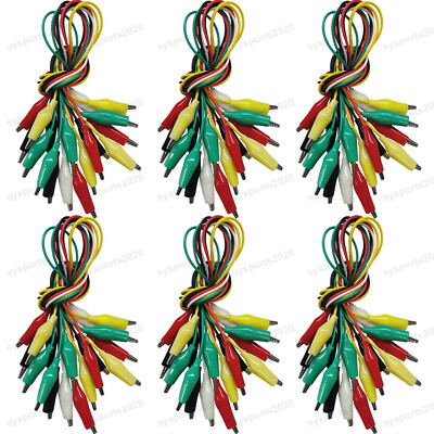 Alligator Clips Electrical Test Leads w/Dual Ended Crocodile Clips 5 Colors LOT