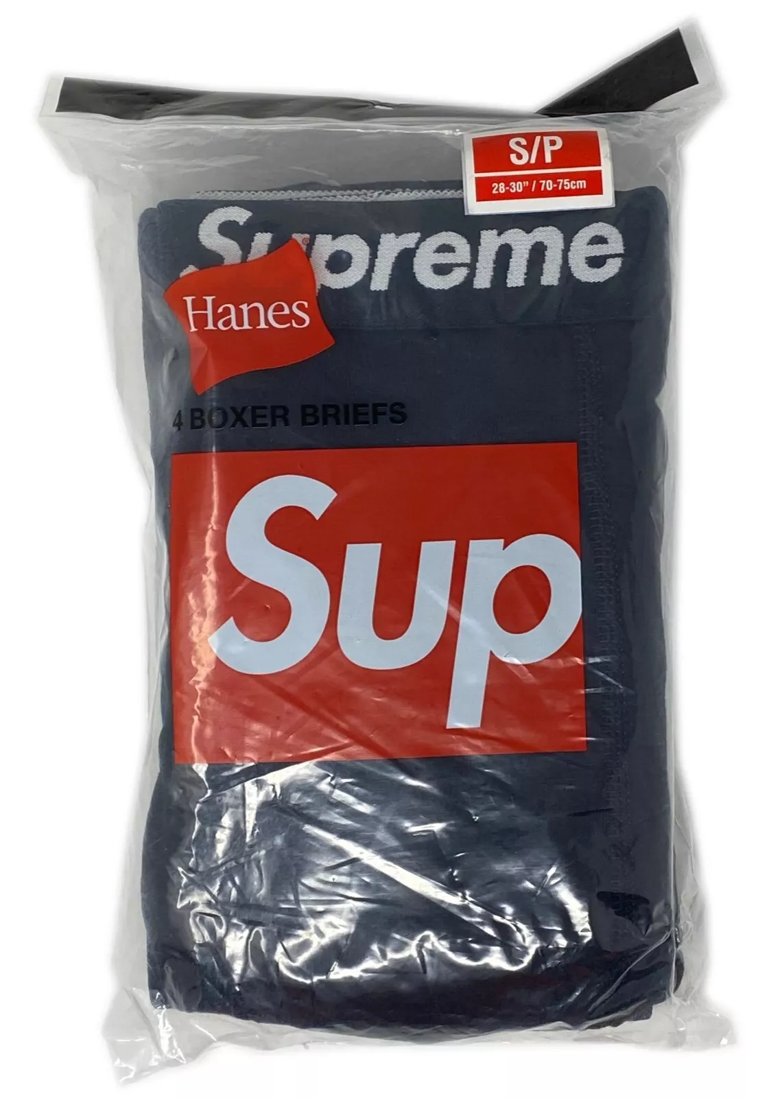 Authentique boxer slip sous vêtement noir Supreme / Hanes (lot de 4) PETIT / S 28 30