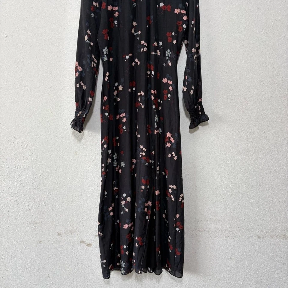 Maxi Vestido Anthropologie Caballero Valintine Mezcla Seda Pequeño Ditsy Floral Años 70 Boho Foto 4 de 4