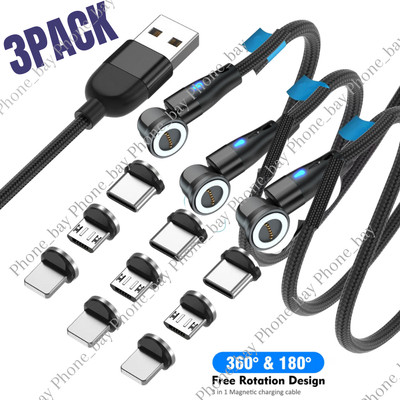 180°+360° Rotate Magnetic Charger Cable Phone Fast Charging Type C Micro USB IOS