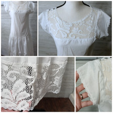 vtg n' things White Dress Lace 6 8 M Boho Fairy Coquette Cottagecore Nice 90's