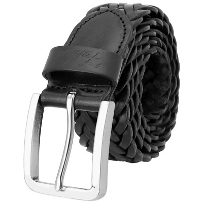 Falari  Men's Braided Belt Stainless Steel Buckle Genuine Leather 35mm 9007
