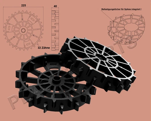 Antriebsräder 2er Set Offroad Profil für WORX Landroid L WR148E WR147E WE147E.1