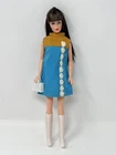 Vintage Barbie Clothes Clone Doll Outfit Blue Gold Mini Dress Boots Purse