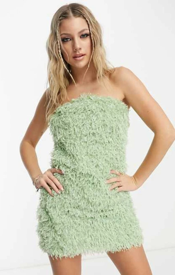 Предметы женщин первоклассный искусственного перо бандо мини-платье в новом RRP £40 - Изображение 3 из 4