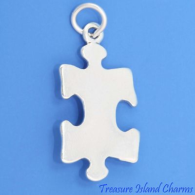 Jigsaw Puzzle Piece Autism Symbol 925 Sterling Silver Charm Pendant ...