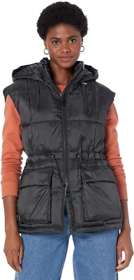 LEVI'S Women's Hooded Anorak Puffer Vest XXL Black for sale online