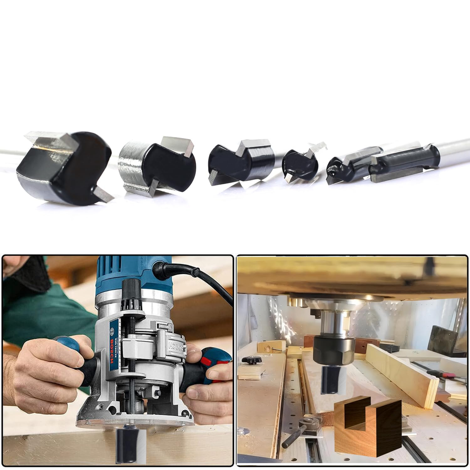 6Pcs Straight Router Bit Set 1/4 Shank, Double Flute Straight Bit Dado ...