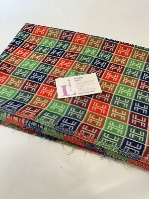 80's Vintage Leiters Designer Mosaic Geometric Multicolor Fabric 60'' X 96''