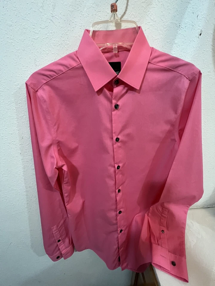 Camisa de vestir JFerrar rosa calce ajustado para hombre talla S 14-14,5 34-35 (143) Foto 2 de 4