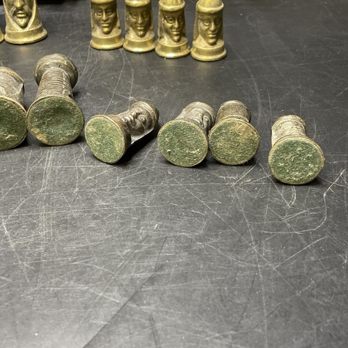 Tigani Gothic Brass Chess Set 31 Pieces - Missing 1 (Castle) Piece - Picture 13 of 24