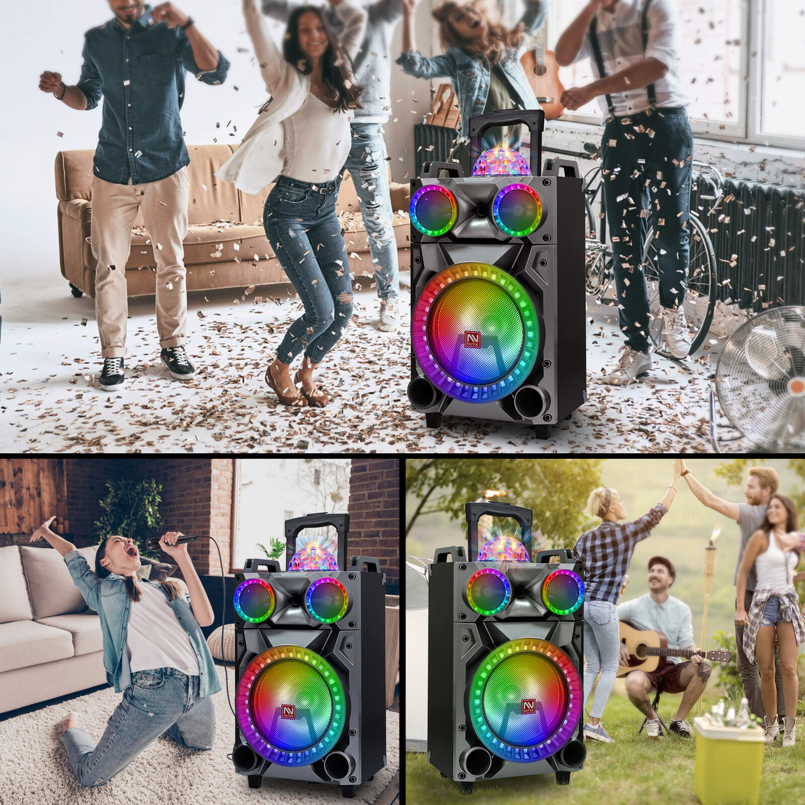 7000W Portable Bluetooth Speaker Sub Woofer Heavy Bass Sound System