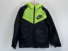 Boys Nike Puffer Jacket Coat Sz 4 XS VGUC Fleece Lined Lightweight Black Volt