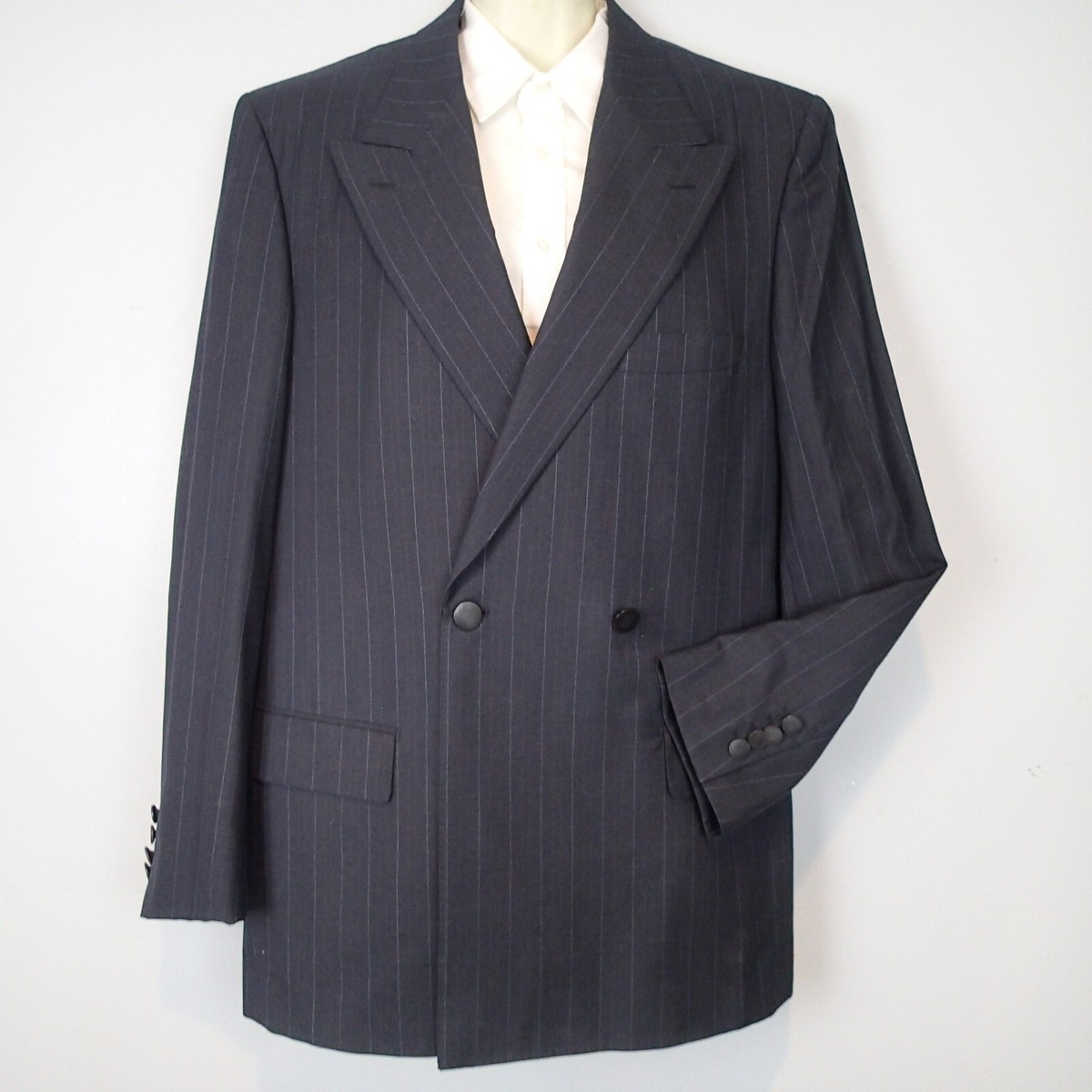 vtg Cloth by ERMENEGILDO ZEGNA Double Breasted Suit Jacket 40 navy